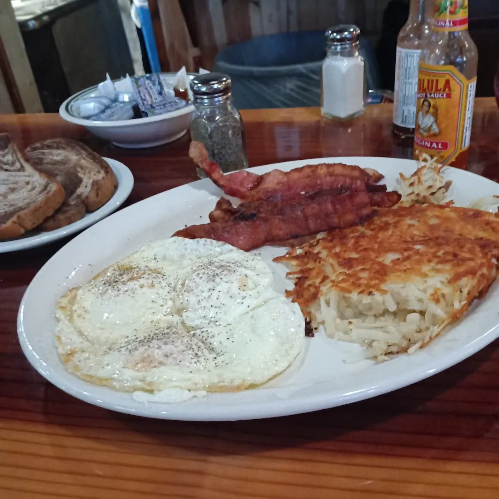 American Breakfast with Bacon and Hash Browns